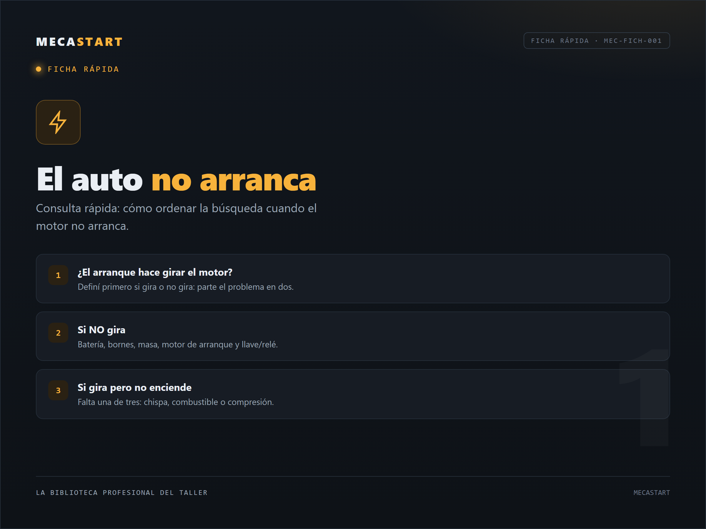 Ficha rápida: El auto no arranca